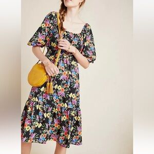 NEW Anthropologie Yumi Kim Hestia Mini Dress Black Motif XSP MSRP $238